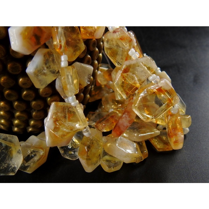 Natural Citrine Rough Crystal Slice,Polished,Slab,Nugget,Minerals Stone,Loose Raw,For Making Jewelry,8Inch Strand 17X15To10X9MM Approx R5 | Save 33% - Rajasthan Living 9