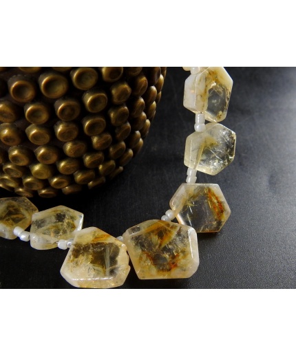 Natural Citrine Rough Crystal Slice,Polished,Slab,Nugget,Minerals Stone,Loose Raw,For Making Jewelry,8Inch Strand 17X15To10X9MM Approx R5 | Save 33% - Rajasthan Living 3