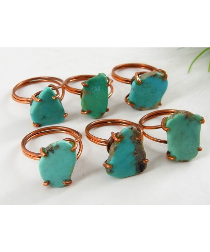 Arizona Turquoise Wire Wrapping Rings,Rough,Slice,Slab,Polished,Copper Jewelry,Adjustable,One Of A Kind,Wholesale Price,15-20MM Long CJ-1 | Save 33% - Rajasthan Living