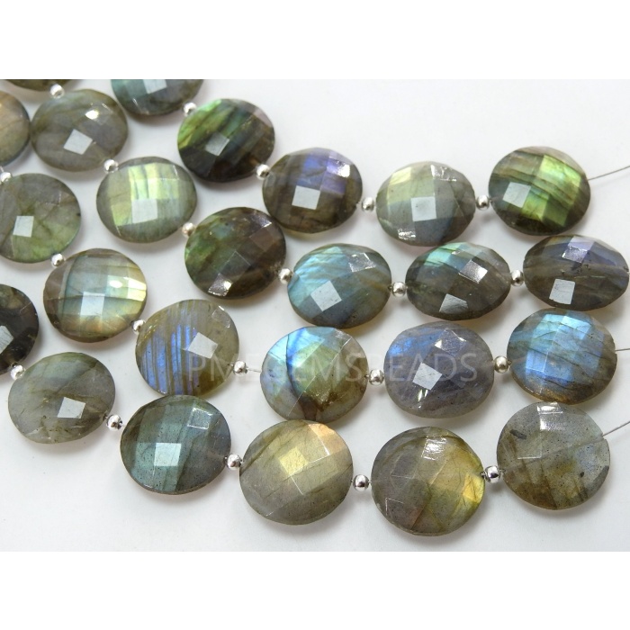 Labradorite Coin/Faceted/Button/Wheel Shape/Multi Fire/Gemstone/Handmade Bead/Loose Stone/10Piece 15-14MM Round Approx/PME(B12) | Save 33% - Rajasthan Living 8