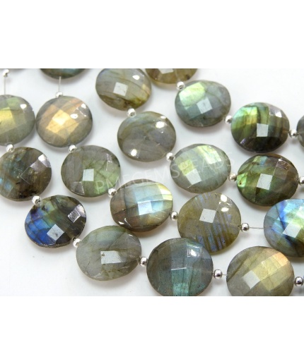 Labradorite Coin/Faceted/Button/Wheel Shape/Multi Fire/Gemstone/Handmade Bead/Loose Stone/10Piece 15-14MM Round Approx/PME(B12) | Save 33% - Rajasthan Living