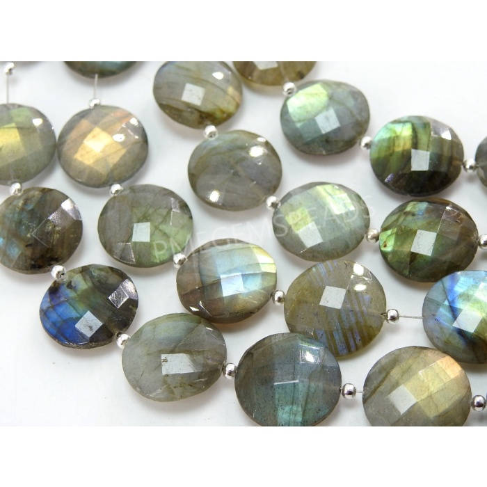 Labradorite Coin/Faceted/Button/Wheel Shape/Multi Fire/Gemstone/Handmade Bead/Loose Stone/10Piece 15-14MM Round Approx/PME(B12) | Save 33% - Rajasthan Living 5