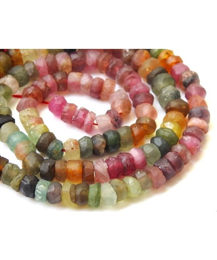 Tourmaline Smooth Roundel Beads,Matte Polished,Multi Shaded,Loose Stone,For Jewelry Makers,Wholesaler,Supplies 16Inch Strand (pme)B13 | Save 33% - Rajasthan Living