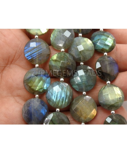 Labradorite Coin/Faceted/Button/Wheel Shape/Multi Fire/Gemstone/Handmade Bead/Loose Stone/10Piece 15-14MM Round Approx/PME(B12) | Save 33% - Rajasthan Living 3