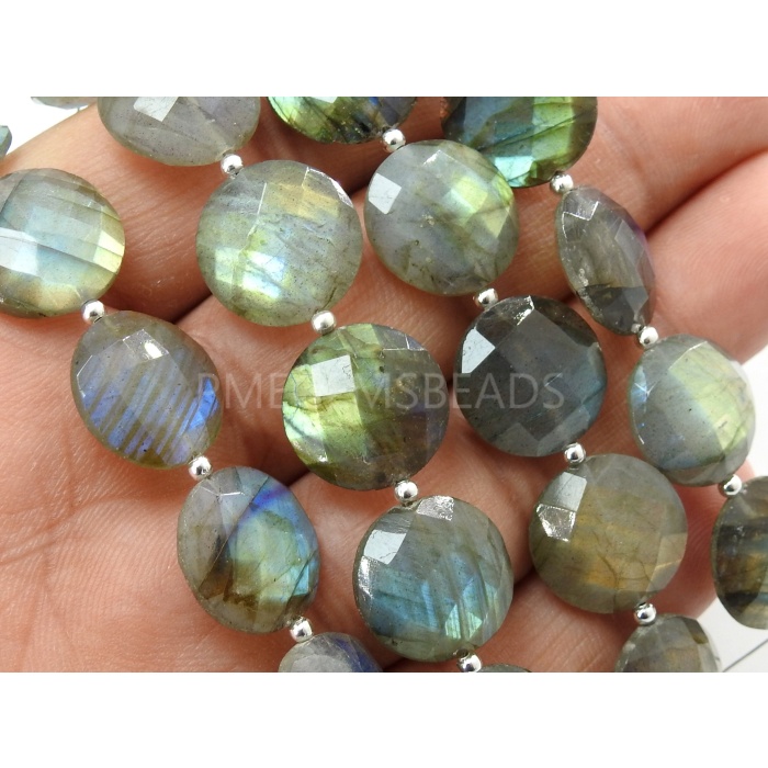 Labradorite Coin/Faceted/Button/Wheel Shape/Multi Fire/Gemstone/Handmade Bead/Loose Stone/10Piece 15-14MM Round Approx/PME(B12) | Save 33% - Rajasthan Living 9