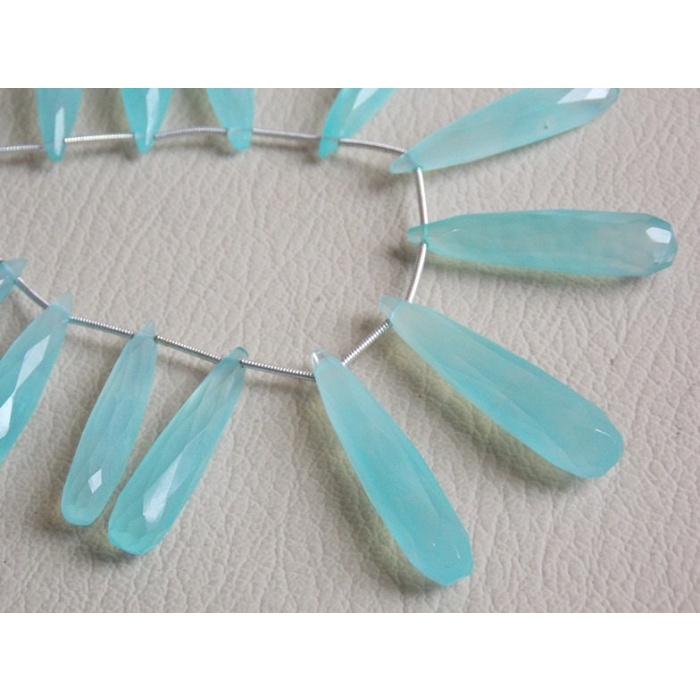 Aqua Blue Chalcedony Faceted Elongated Drops,Teardrop,Loose Stone,Handmade,For Making Jewelry,Wholesaler,Supplies,35MM Long Pair,PME-CY2 | Save 33% - Rajasthan Living 9