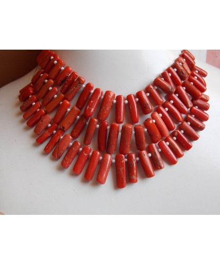 Red Coral Smooth Long Stick,Cabochon,Briolette,23Piece Strand 18X7To12X5MM Approx,Wholesaler,Supplies,100%Natural,CR2 | Save 33% - Rajasthan Living