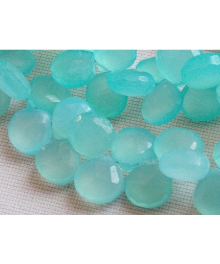 Aqua Blue Chalcedony Heart Shape Teardrops,Drops,Faceted,Handmade,Earrings Pair,For Making Jewelry,4Inch Strand 11X11MM Approx,PME-CY2 | Save 33% - Rajasthan Living 3