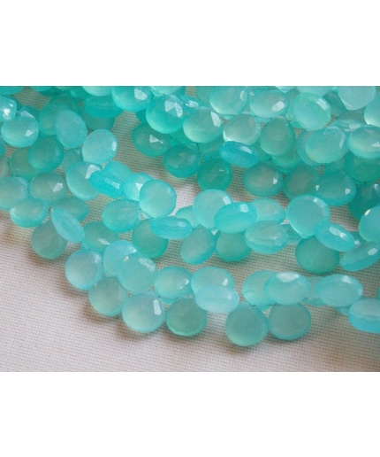 Aqua Blue Chalcedony Heart Shape Teardrops,Drops,Faceted,Handmade,Earrings Pair,For Making Jewelry,4Inch Strand 11X11MM Approx,PME-CY2 | Save 33% - Rajasthan Living