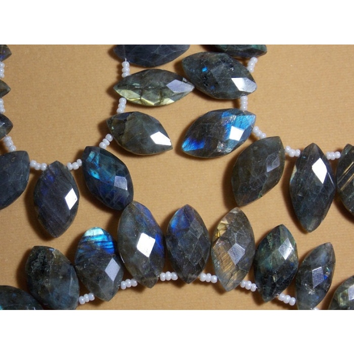 Labradorite Faceted Marquise Shape Briolette,Teardrop,Drop,Multi Fire,7Inch 18X10To15X8MM Approx,Wholesale Price,New Arrival PME-BR1 | Save 33% - Rajasthan Living 7