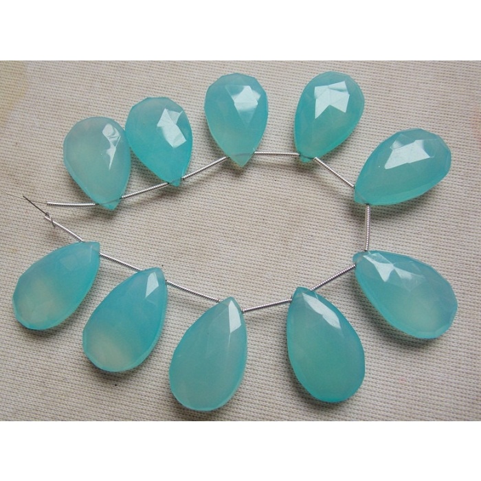 25X16MM Aqua Blue Chalcedony Faceted Teardrop Drop Earrings Pair Handmade Loose Stone Wholesale Price New Arrival PME CY2