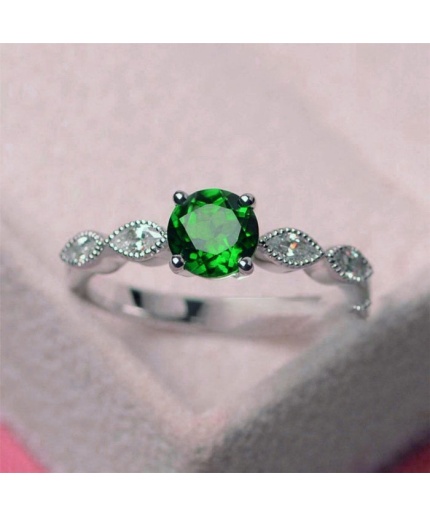 3.20Ct Round Cut Green Peridot Solitaire Engagement Ring 925 Sterling Silver Ring | Save 33% - Rajasthan Living