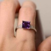 14k White Gold Plated Amethyst Solitaire Ring, Birthstone Ring, Wedding Ring 925 Sterling Silver Ring for women | Save 33% - Rajasthan Living 11