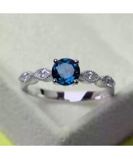 3.20Ct Round Cut Blue Sapphire Solitaire Engagement Ring 925 Sterling Silver Ring | Save 33% - Rajasthan Living