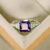 14k White Gold Plated Amethyst Solitaire Ring, Birthstone Ring, Wedding Ring 925 Sterling Silver Ring for women | Save 33% - Rajasthan Living 9