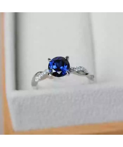 3.20 Ct Blue Sapphire Round Cut Engagement Wedding Twist Ring 14K White Gold Over Blue Gemstone Ring Sterling Silver Ring Engagement Ring | Save 33% - Rajasthan Living 5