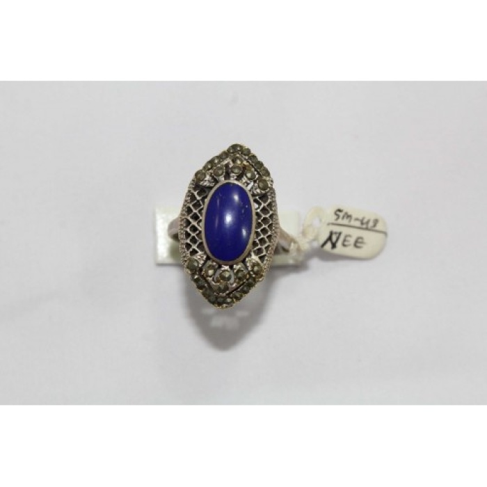 925 Sterling Silver Women’s Ring With Marcasites & Blue Lapis Lasuli Stone | Save 33% - Rajasthan Living 9