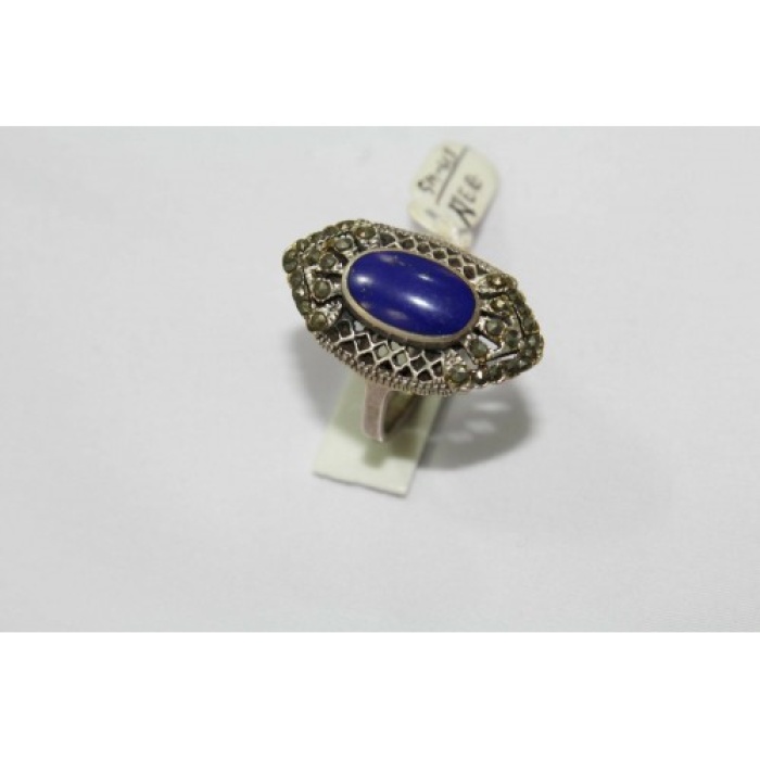 925 Sterling Silver Women’s Ring With Marcasites & Blue Lapis Lasuli Stone | Save 33% - Rajasthan Living 7