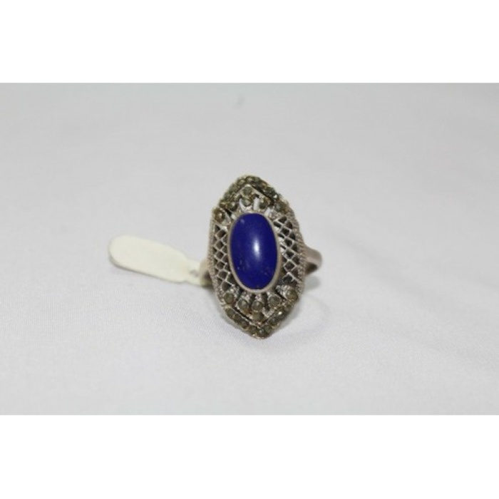 925 Sterling Silver Women’s Ring With Marcasites & Blue Lapis Lasuli Stone | Save 33% - Rajasthan Living 5