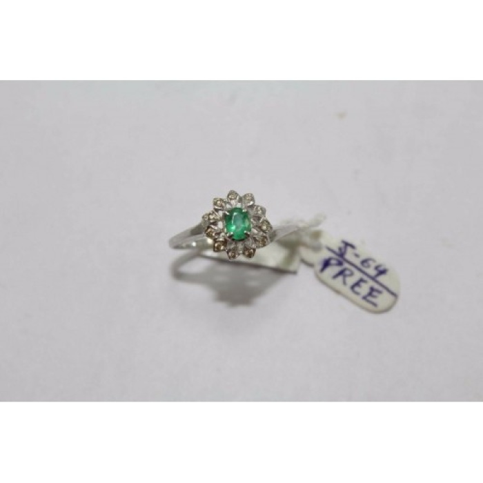 Hallmarked 925 Sterling Silver Ring Real Green Emerald & Diamonds | Save 33% - Rajasthan Living 5