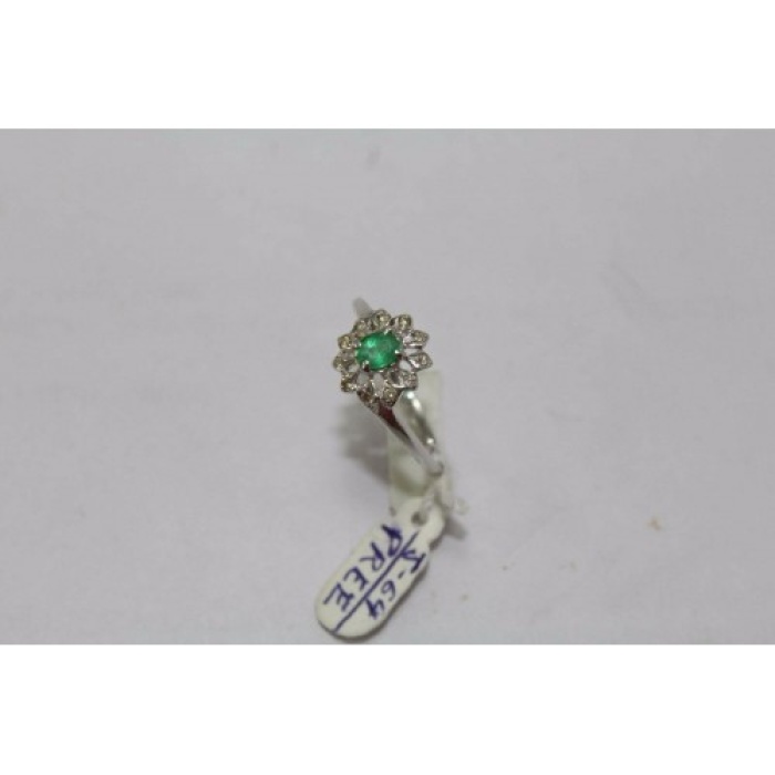 Hallmarked 925 Sterling Silver Ring Real Green Emerald & Diamonds | Save 33% - Rajasthan Living 6