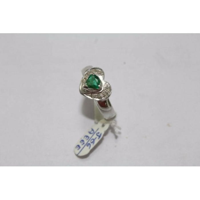 Hallmarked 925 Sterling Silver Ring With Real Green Emerald & Diamonds | Save 33% - Rajasthan Living 10