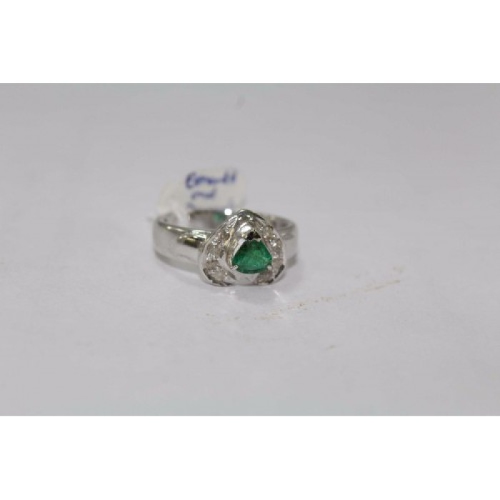 Hallmarked 925 Sterling Silver Ring With Real Green Emerald & Diamonds | Save 33% - Rajasthan Living 11