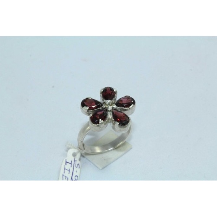 925 Sterling Silver Women’s Ring Real Natural Garnet Stone Flower Design | Save 33% - Rajasthan Living 6