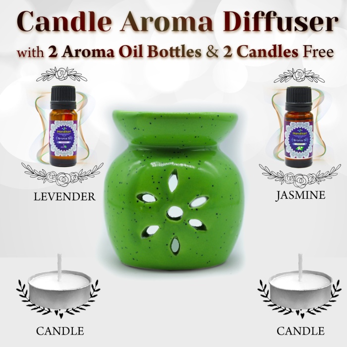 iHandikart  Aroma Ceramic Burner With Scanted/Aroma Oil 10ml Bottle, Fragrance-Levender, Jasmine | Save 33% - Rajasthan Living 5