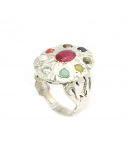 Handmade Men’s Ring 925 Sterling Silver Navratan Navaratan 9 Planet Gem Stones | Save 33% - Rajasthan Living