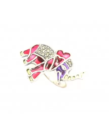 Handmade Elephant Ring 925 Sterling Silver Marcasites Stone Multi Colour Enamel | Save 33% - Rajasthan Living 5