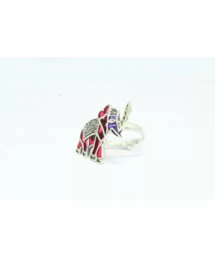 Handmade Elephant Ring 925 Sterling Silver Marcasites Stone Multi Colour Enamel | Save 33% - Rajasthan Living 7