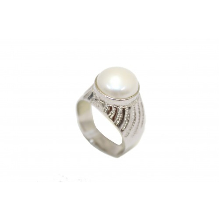 Hallmarked Sterling Silver 925 Men’s Ring White Pearl Gemstone | Save 33% - Rajasthan Living 5