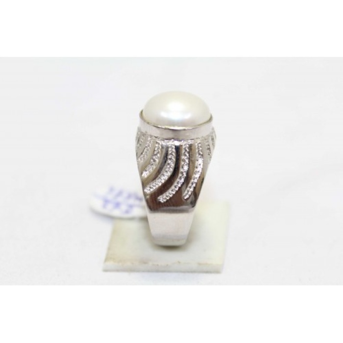 Hallmarked Sterling Silver 925 Men’s Ring White Pearl Gemstone | Save 33% - Rajasthan Living 8