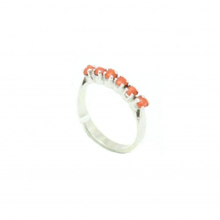 Handcrafted Band Ring Women’s 925 Sterling Silver Natural Orange Coral Stones | Save 33% - Rajasthan Living 5