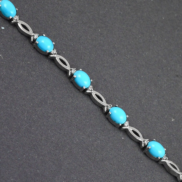 Natural Turquoise,cz  925 Sterling Silver Bracelet | Save 33% - Rajasthan Living 7