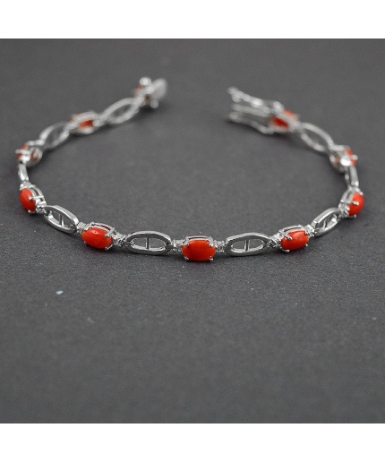 Natural Coral,cz  925 Sterling Silver Bracelet | Save 33% - Rajasthan Living