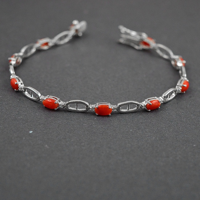 Natural Coral,cz  925 Sterling Silver Bracelet | Save 33% - Rajasthan Living 5