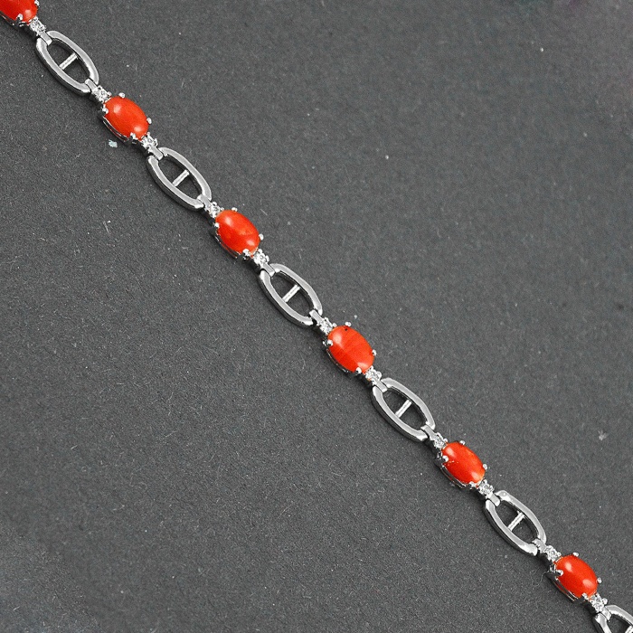 Natural Coral,cz  925 Sterling Silver Bracelet | Save 33% - Rajasthan Living 6