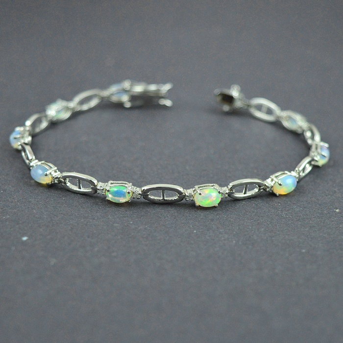 Natural Opal / Zircon  925 Sterling Silver Bracelet | Save 33% - Rajasthan Living 5