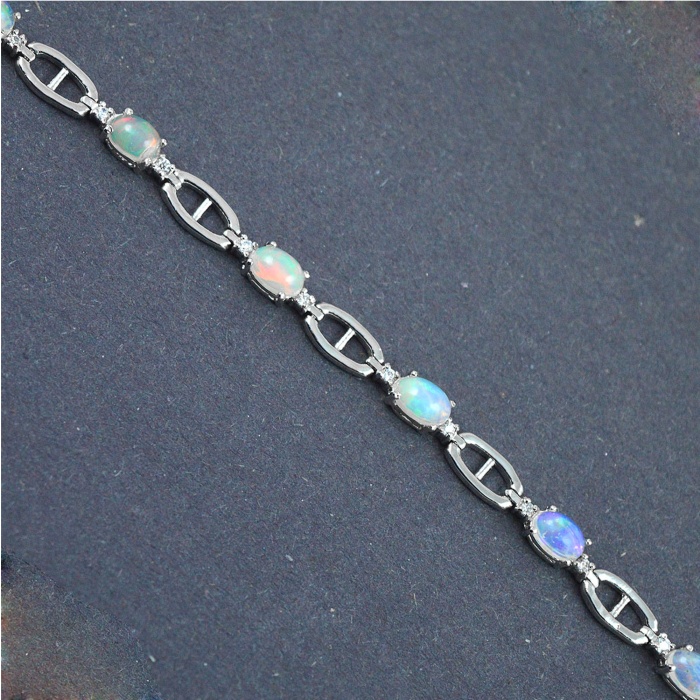 Natural Opal / Zircon  925 Sterling Silver Bracelet | Save 33% - Rajasthan Living 6