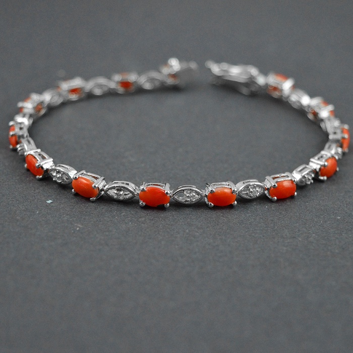 Natural Coral,cz  925 Sterling Silver Bracelet | Save 33% - Rajasthan Living 5