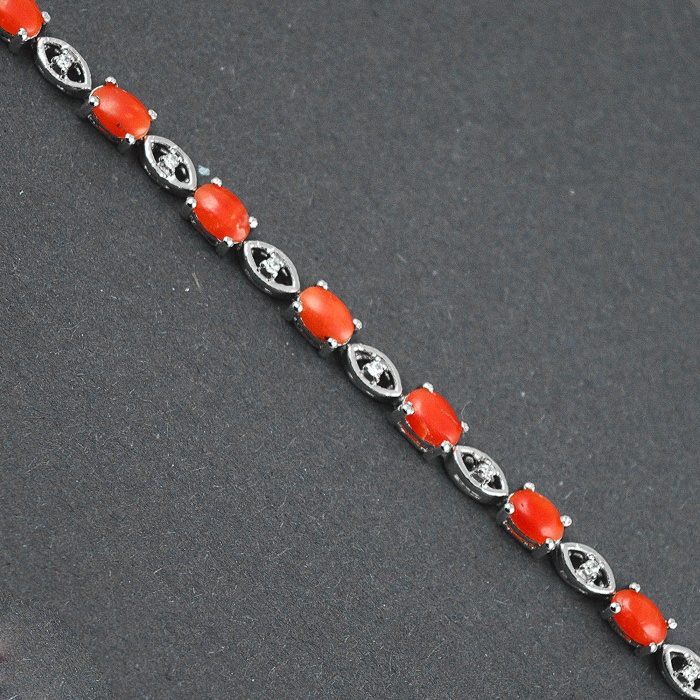 Natural Coral,cz  925 Sterling Silver Bracelet | Save 33% - Rajasthan Living 6