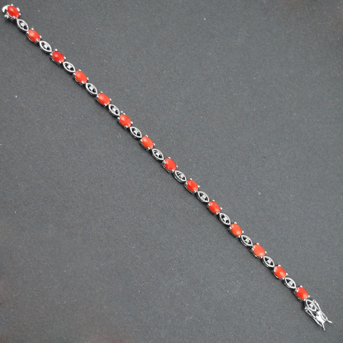 Natural Coral,cz  925 Sterling Silver Bracelet | Save 33% - Rajasthan Living 7