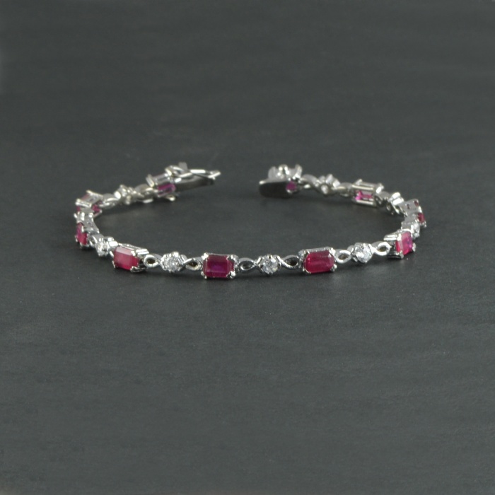 Natural Ruby/Zircon  925 Sterling Silver Bracelet | Save 33% - Rajasthan Living 5