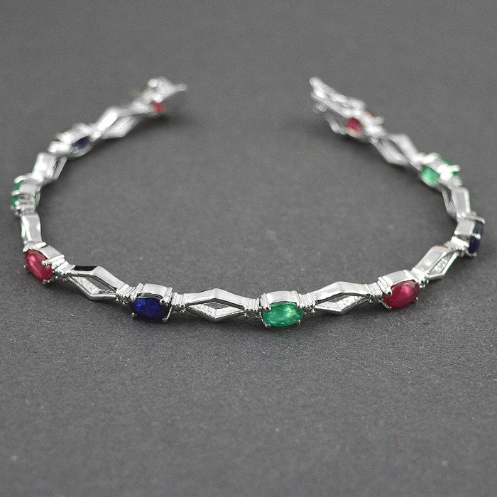 Natural Multicolor  925 Sterling Silver Bracelet | Save 33% - Rajasthan Living 5