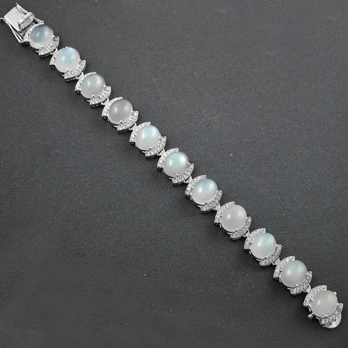 Natural Moonstone,cz  925 Sterling Silver Bracelet | Save 33% - Rajasthan Living 7