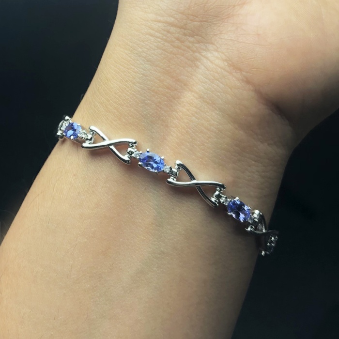 Natural Tenzanite/Zircon  925 Sterling Silver Bracelet | Save 33% - Rajasthan Living 8