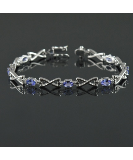 Natural Tenzanite/Zircon  925 Sterling Silver Bracelet | Save 33% - Rajasthan Living 5