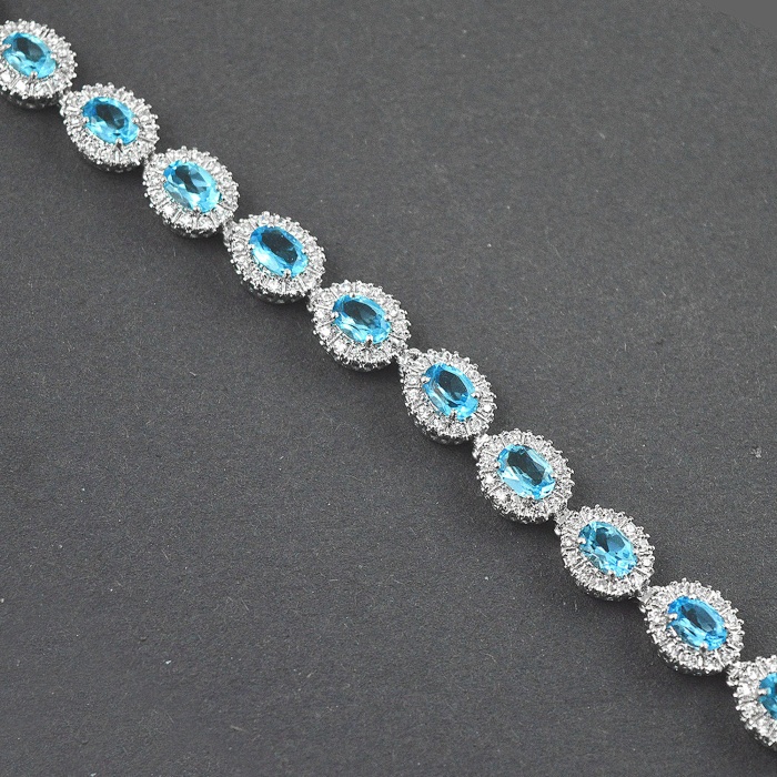 Natural Blue Topaz,cz  925 Sterling Silver Bracelet | Save 33% - Rajasthan Living 6